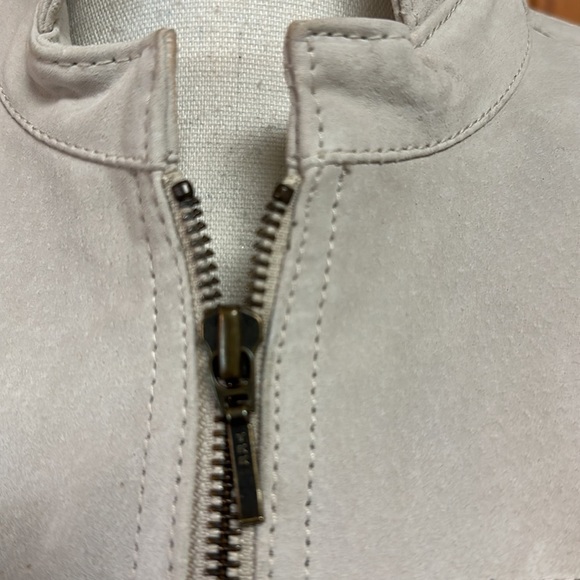 Chicos Suede Leather Birch Utility Biker Moto Jacket Chicos 1/Size 8 - Picture 10 of 13